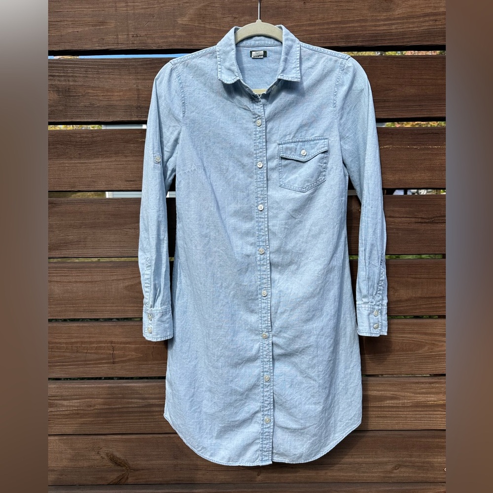 J.Crew Light Blue Denim Color Shirt Dress – Casual-Chic, Soft 100% Cotton